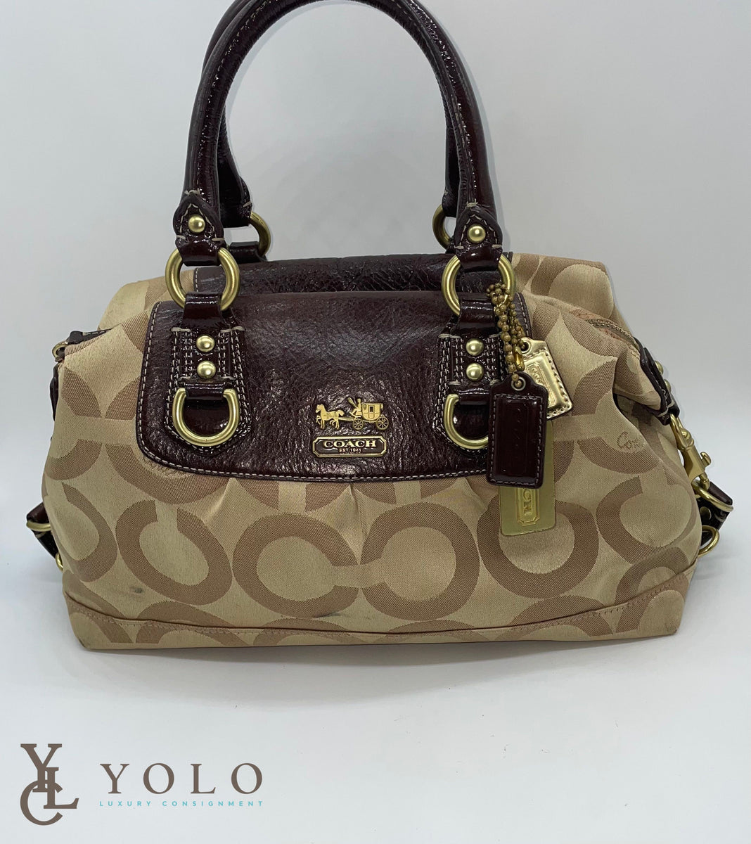 Authentic Preloved Coach Optic Signature Madison Sabrina Satchel – YOLO  Luxury Consignment