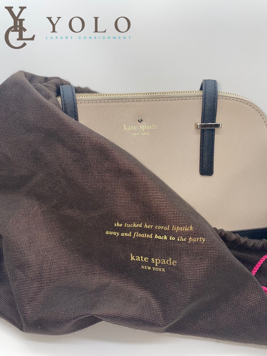 Kate Spade Cedar Street Maise Satchel Saffiano Tote purse Leather tan flaws