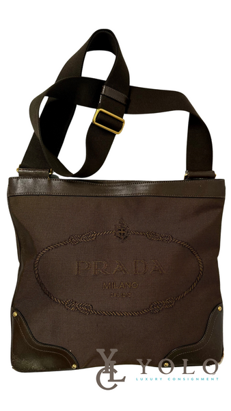 Prada Logo Flat Messenger Crossbody