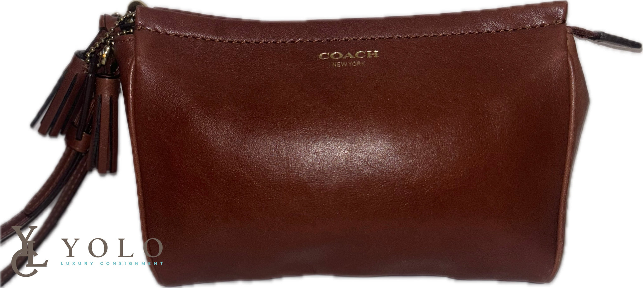 Coach Leather Large Wristlet Pouch YOLO Luxury Consignment