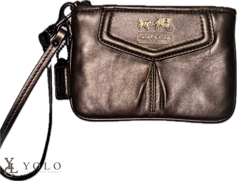 Coach Leather Metallic Madison Wristlet