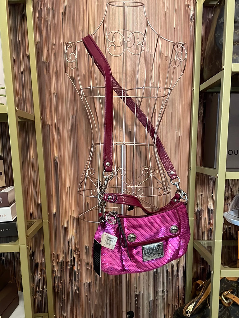 Coach Poppy Tartan Plaid Glamour Glitter Tote Bag Purse F15464 Pinks  Purples C17 - AbuMaizar Dental Roots Clinic