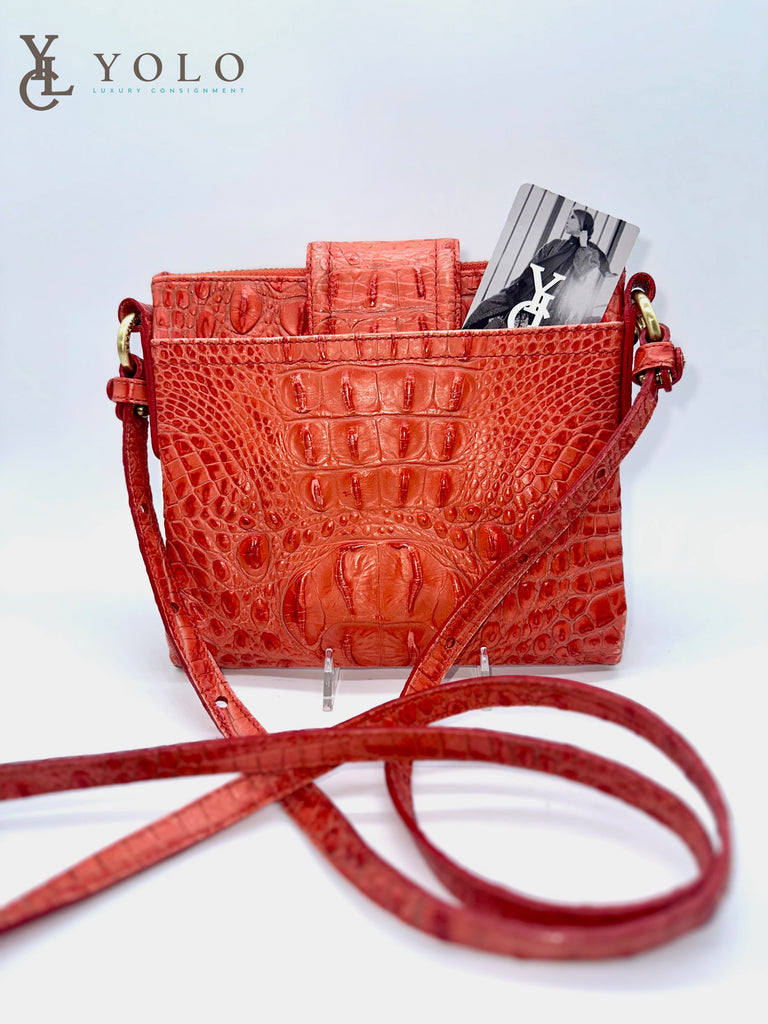 Brahmin Raspberry Croc Patent Leather Handbag – eliterepeatny