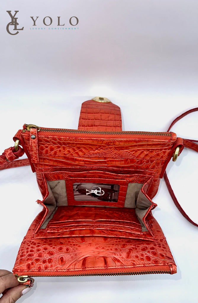 Brahmin Raspberry Croc Patent Leather Handbag – eliterepeatny