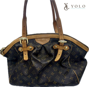 Authentic Louis Vuitton Monogram Brown Leather Tivoli GM Hand Bag M40144