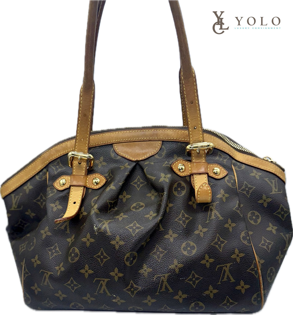 Authentic Louis Vuitton Monogram Brown Leather Tivoli GM Hand Bag