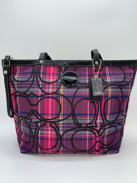 Coach Poppy Plaid Tote