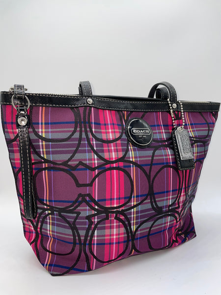 Coach Poppy Plaid Tote