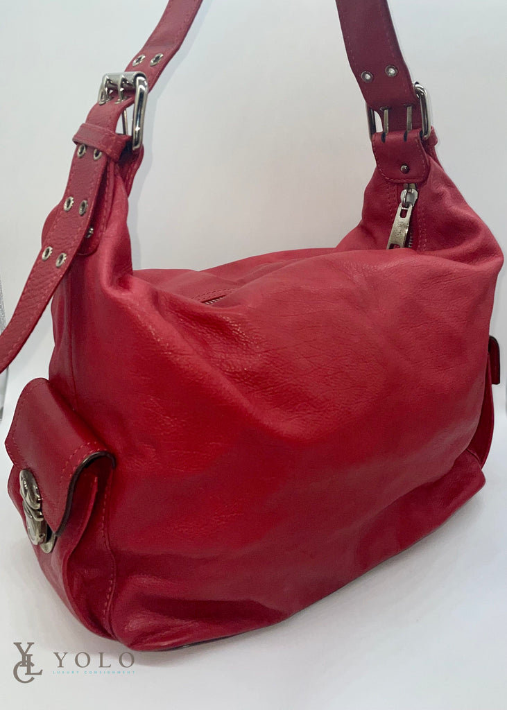 Red Leather Hobo Bag - Slouchy Leather Purse For Women
