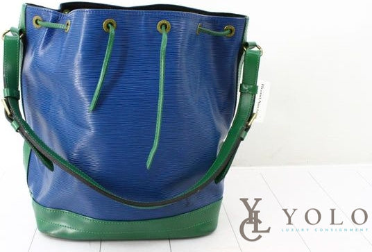 At Auction: Louis Vuitton, Louis Vuitton Blue Epi Leather Bi-Color Petit Noe