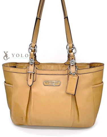 Coach East West Leather Pleated Tote