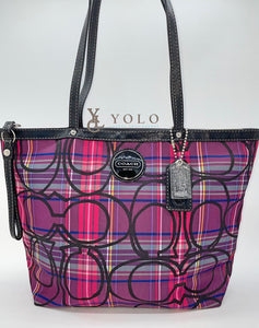 Coach Poppy Plaid Tote